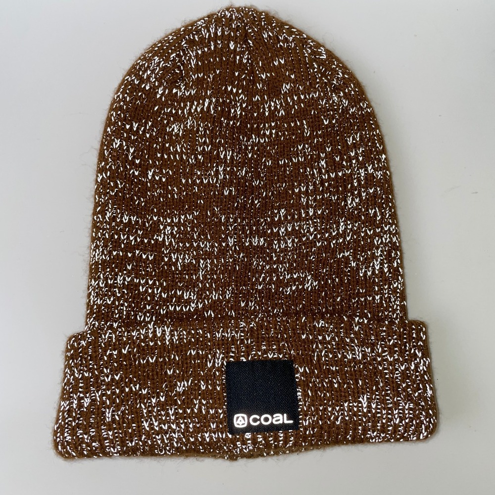 Coal The Burlington Reflective Knit Beanie Ginger Brown Cuffed Watch Cap O/S